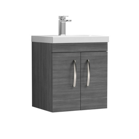 ATH086 Nuie Athena 500mm Anthracite Woodgrain Two Door Wall Hung Vanity Unit (1)