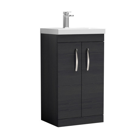 ATH005A Nuie Athena 500mm Charcoal Black Woodgrain Floor Standing Vanity Unit with Basin