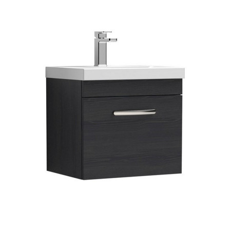 ATH012 Nuie Athena 500mm Charcoal Black Woodgrain One Drawer Wall Hung Vanity Unit (1)