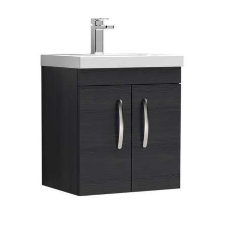 ATH085 Nuie Athena 500mm Charcoal Black Woodgrain Two Door Wall Hung Vanity Unit (1)
