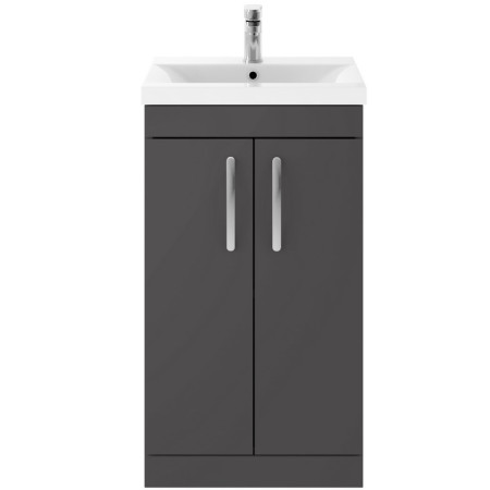 ATH072A Nuie Athena 500mm Gloss Grey Floor Standing Vanity Unit with Basin