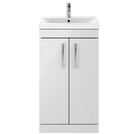 ATH103A Nuie Athena 500mm Gloss Grey Mist Floor Standing Vanity Unit with Basin
