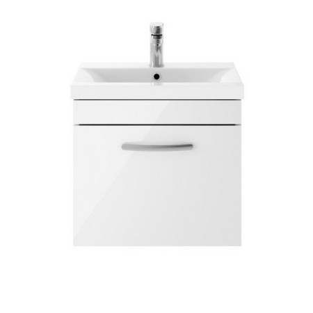 Nuie Athena 500mm Gloss White One Drawer Wall Hung Vanity Unit with Basin