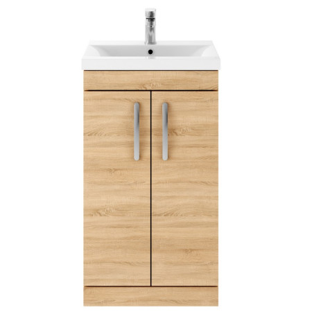 ATH003A Nuie Athena 500mm Natural Oak Floor Standing Vanity Unit with Basin