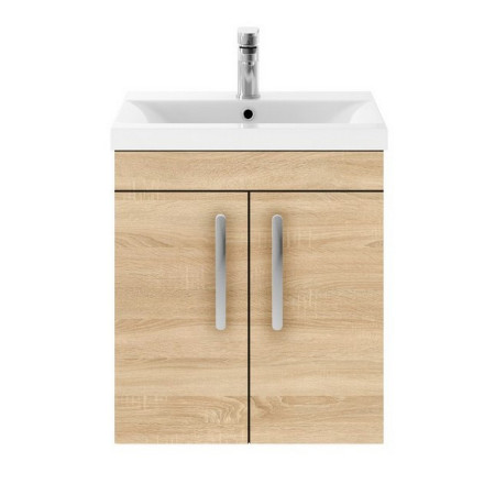 ATH084 Nuie Athena 500mm Natural Oak Two Door Wall Hung Vanity Unit (1)