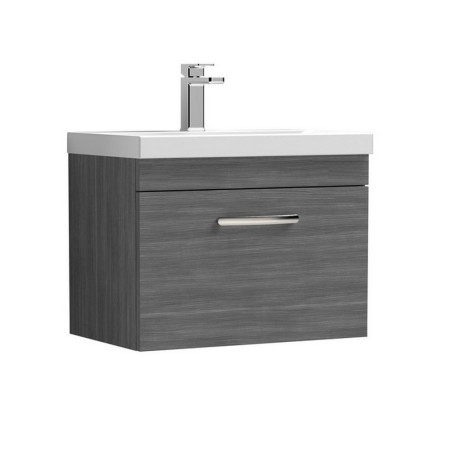 ATH039 Nuie Athena 600mm Anthracite Woodgrain One Drawer Wall Hung Vanity Unit