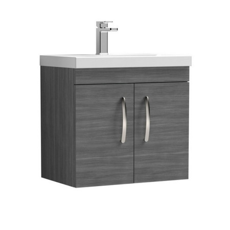 ATH093 Nuie Athena 600mm Anthracite Woodgrain Two Door Wall Hung Vanity Unit (1)