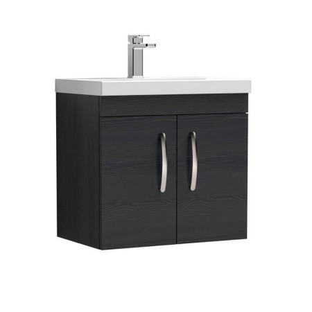 ATH092 Nuie Athena 600mm Charcoal Black Woodgrain Two Door Wall Hung Vanity Unit (1)