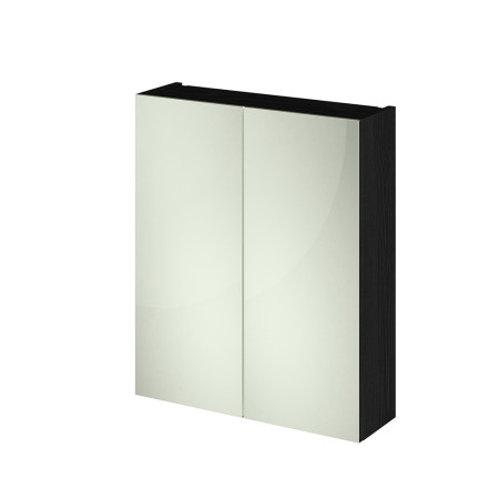 Nuie Athena 600mm Mirror Cabinet 50/50 Charcoal Black Woodgrain