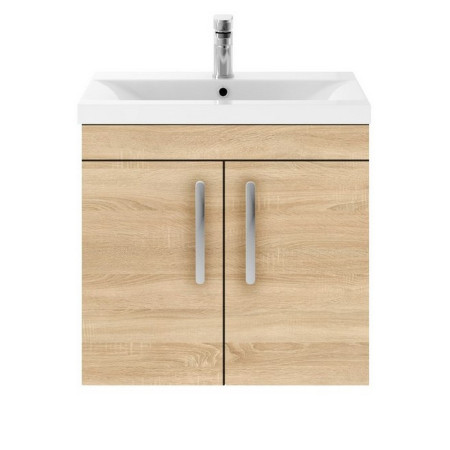 ATH091 Nuie Athena 600mm Natural Oak Two Door Wall Hung Vanity Unit (1)