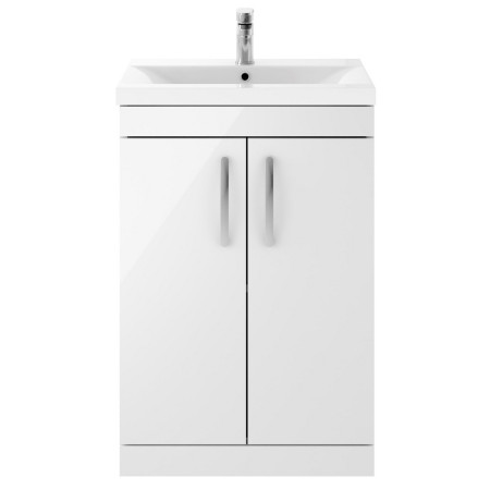 Nuie Athena 600mm White Floor Standing Vanity Unit with Basin Chrome Finishing