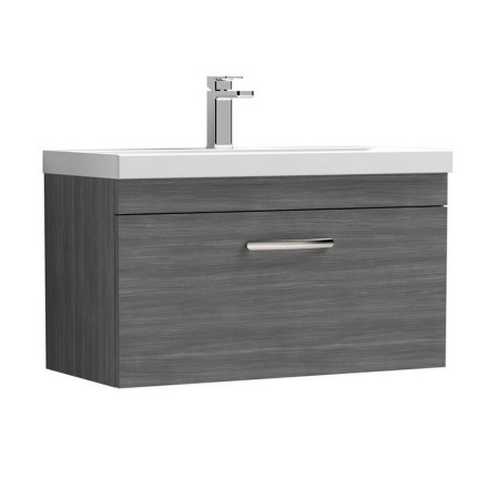 Nuie Athena 800mm Anthracite Woodgrain One Drawer Wall Hung Vanity Unit