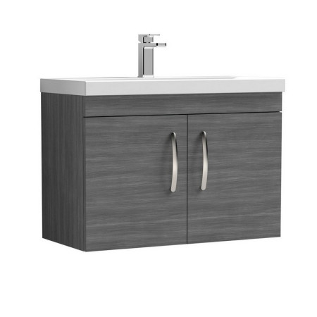 ATH100 Nuie Athena 800mm Anthracite Woodgrain Two Door Wall Hung Vanity Unit (1)