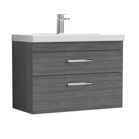 ATH067 Nuie Athena 800mm Anthracite Woodgrain Two Drawer Wall Hung Vanity Unit