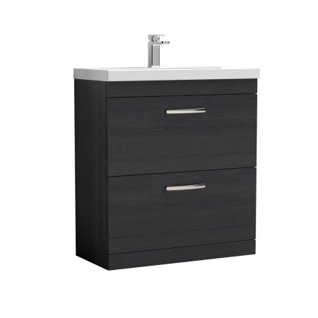 ATH054 Nuie Athena 800mm Charcoal Black Woodgrain Floor Standing Vanity Unit with Basin (1)