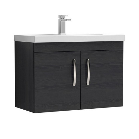 ATH099 Nuie Athena 800mm Charcoal Black Woodgrain Two Door Wall Hung Vanity Unit (1)