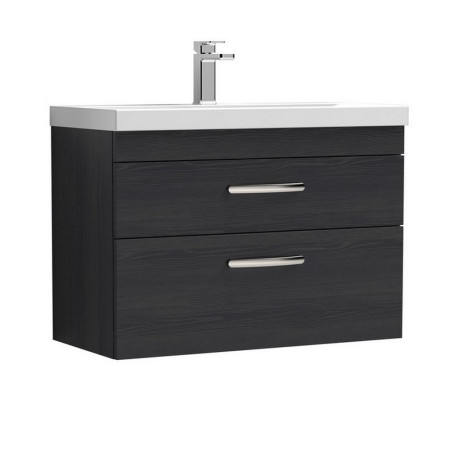 ATH068 Nuie Athena 800mm Charcoal Black Woodgrain Two Drawer Wall Hung Vanity Unit (1)