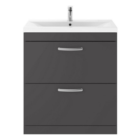 Nuie Athena 800mm Gloss Grey Floor Standing Vanity Unit with Basin