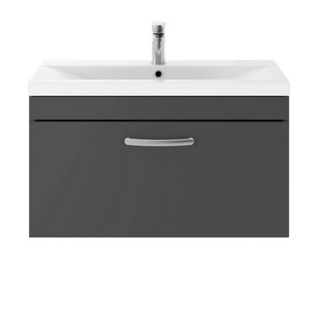 Nuie Athena 800mm Gloss Grey One Drawer Wall Hung Vanity Unit