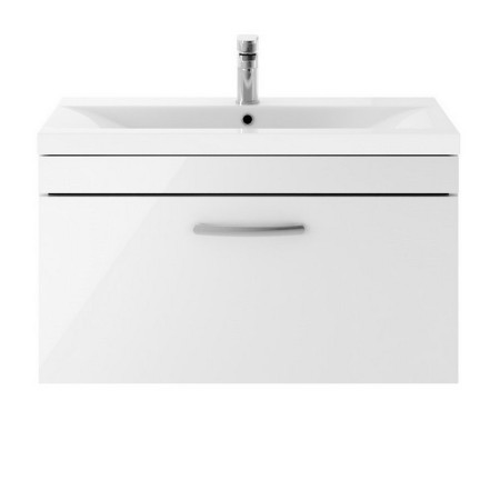 Nuie Athena 800mm Gloss White One Drawer Wall Hung Vanity Unit