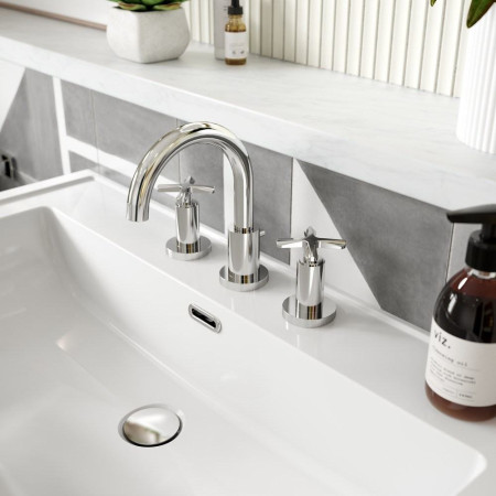 CLX337 Nuie Aztec 3TH Mono Basin Mixer with Push Waste in Chrome Lifestyle