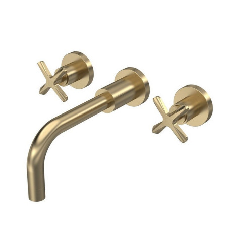 Nuie Aztec 3TH Wall Mounted Basin Mixer in Brushed Brass