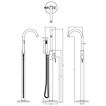 CLX321 Nuie Aztec Freestanding Bath Shower Mixer in Chrome (2)