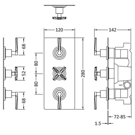 CLL8211 Nuie Aztec Triple Thermostatic Shower Valve in Brushed Brass (2)