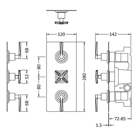 CLL4211 Nuie Aztec Triple Thermostatic Shower Valve in Matt Black (2)