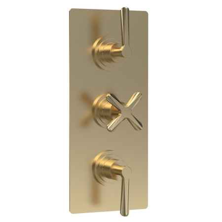 Nuie Aztec Triple Thermostatic Shower Valve with Diverter in Brushed Brass