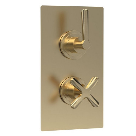 CLL8210 Nuie Aztec Twin Thermostatic Shower Valve in Brushed Brass (1)