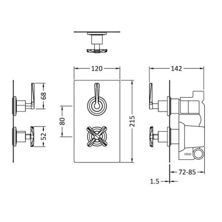 CLL8210 Nuie Aztec Twin Thermostatic Shower Valve in Brushed Brass (2)