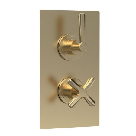 CLL8207 Nuie Aztec Twin Thermostatic Shower Valve with Diverter in Brushed Brass (1)
