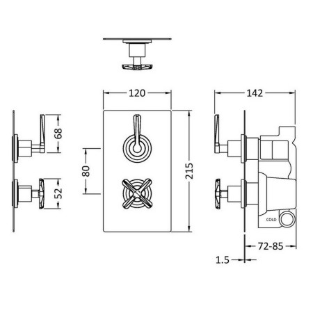 CLL3207 Nuie Aztec Twin Thermostatic Shower Valve with Diverter in Chrome (2)