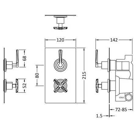 CLL4207 Nuie Aztec Twin Thermostatic Shower Valve with Diverter in Matt Black (2)