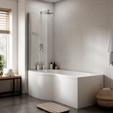 SBATH07 Nuie B Shaped Left Handed 1700 x 900mm Shower Bath Set Lifestyle