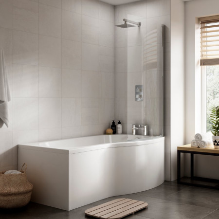WBB1785R Nuie B Shaped Right Hand 1700 x 900mm Shower Bath with a Bath Panel