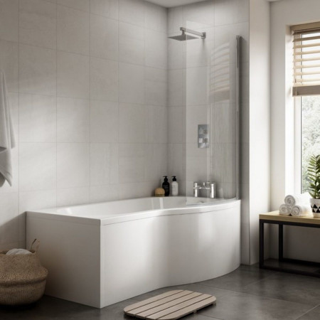 SBATH21 Nuie B Shaped Right Handed 1500 x 900mm Shower Bath Set (2)
