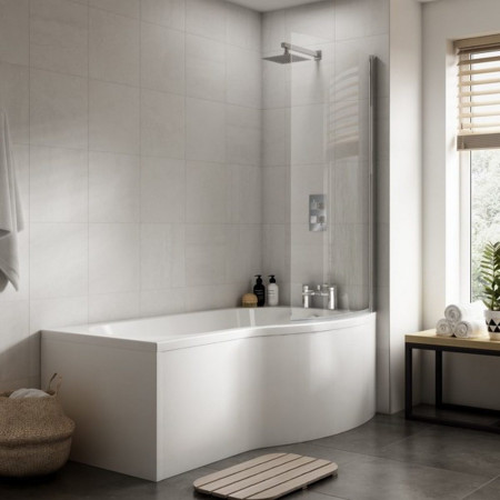 SBATH21 Nuie B Shaped Right Handed 1500 x 900mm Shower Bath Set Lifestyle