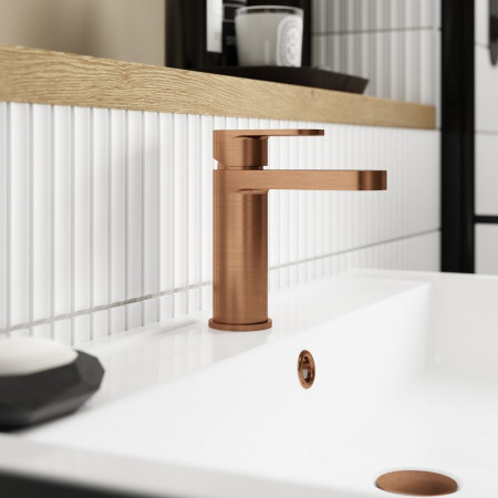 BIN1505 Nuie Binsey Brushed Bronze Mono Basin Mixer with Waste Lifestyle