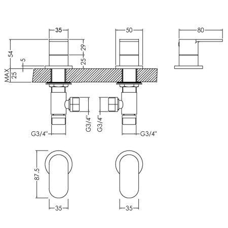 BIN308 Nuie Binsey Chrome 3/4 Side Valves Line