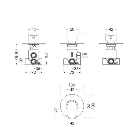 BINWD14 Nuie Binsey Concealed Chrome Diverter Valve (2)