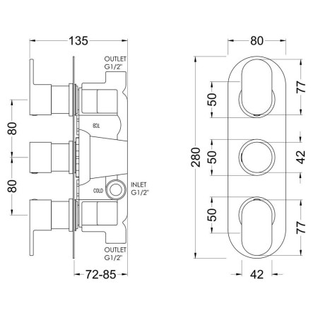 BINTR02 Nuie Binsey Triple Thermostatic Chrome Shower Valve (2)