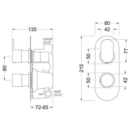 BINTW01 Nuie Binsey Twin Thermostatic One Outlet Chrome Shower Valve (2)