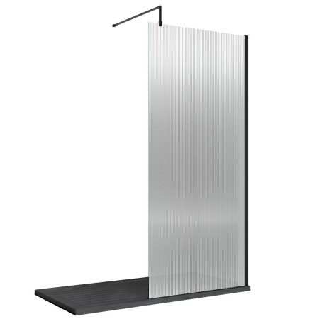 Nuie Black 1000 x 1950mm Fluted Wetroom Screen