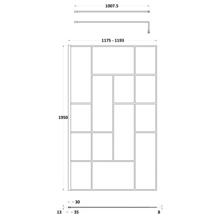 NWSFB12 Nuie Black 1200mm Abstract 8mm Wetroom Screen Line Drawing