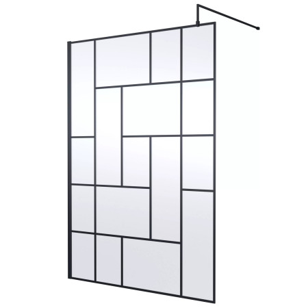Nuie Black 1400mm Abstract 8mm Wetroom Screen