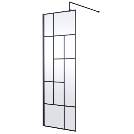 Nuie Black 700mm Abstract 8mm Wetroom Screen