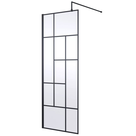 Nuie Black 760mm Abstract 8mm Wetroom Screen