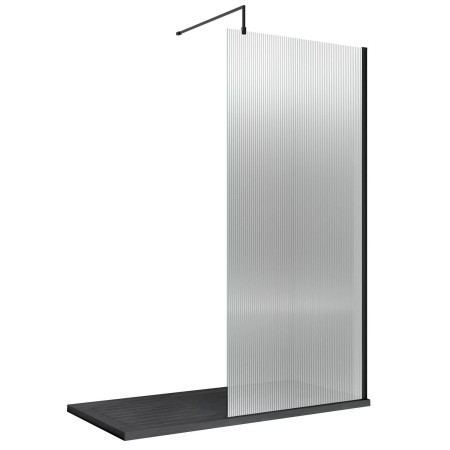 Nuie Black 800 x 1950mm Fluted Wetroom Screen